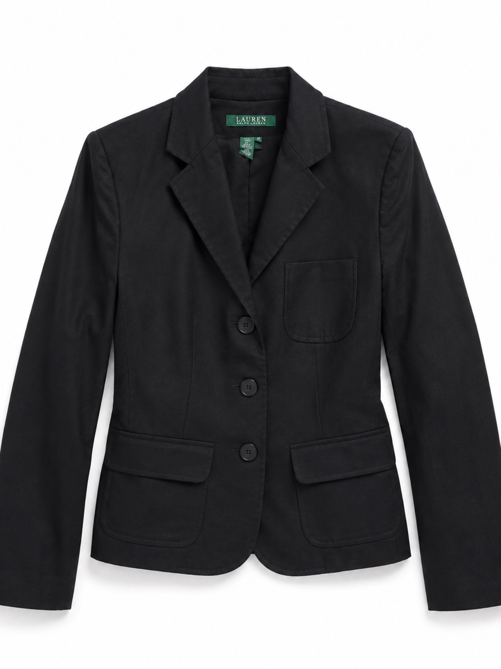 Lauren Ralph Lauren Black Tailored Linen Blazer Size 10P